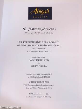 Abigail Galéria 10. festményárverés