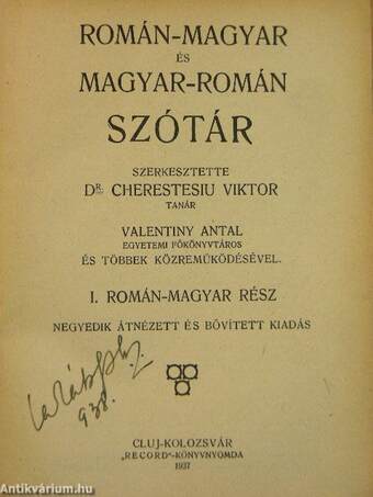 Román-magyar és magyar-román szótár I./Tüzetes román alaktan