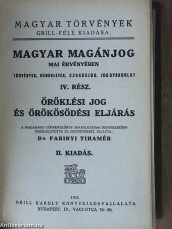 Magyar magánjog IV.