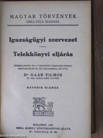 Igazságügyi szervezet/Telekkönyvi eljárás