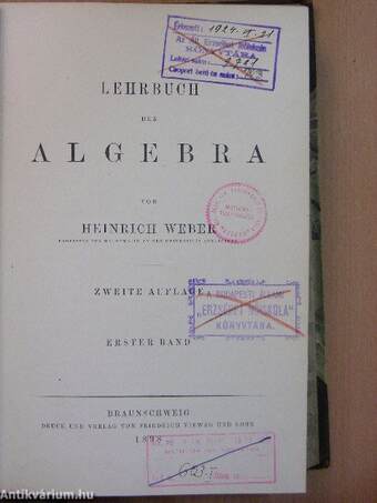 Lehrbuch der Algebra I-III.