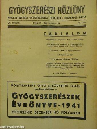 Gyógyszerészi Közlöny 1940. november 16.