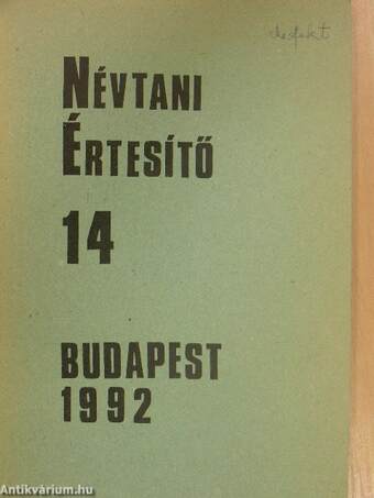 Névtani Értesítő 14.