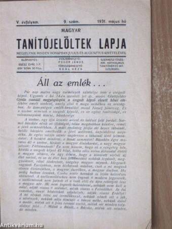 Magyar Tanítójelöltek Lapja 1931. május