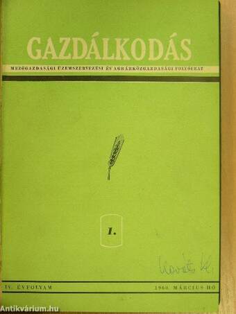 Gazdálkodás 1960. január-december