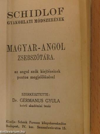 Schidlof gyakorlati módszerének magyar-angol zsebszótára