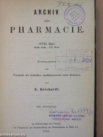 Archiv der Pharmacie 1883/1-6.