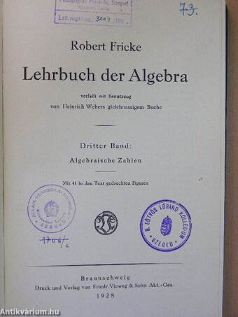 Lehrbuch der Algebra III.