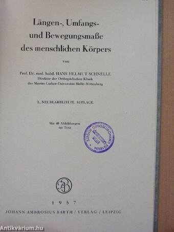 Längen-, Umfangs- und Bewegungsmaße des menschlichen Körpers