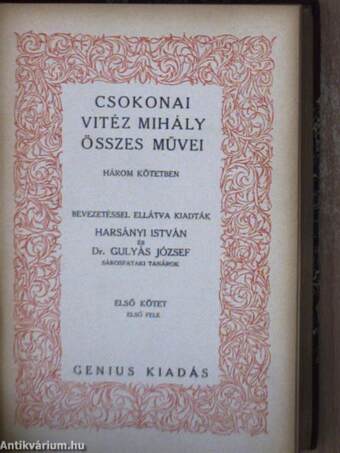 Csokonai Vitéz Mihály összes művei három kötetben I-III.