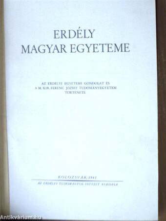 Erdély magyar egyeteme (hiányos példány)