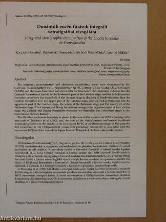Dunántúli eocén fúrások integrált sztratigráfiai vizsgálata