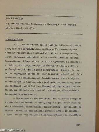 A politikai-kamarai tudományok a Habsburg-birodalomban a 18-19. század fordulóján