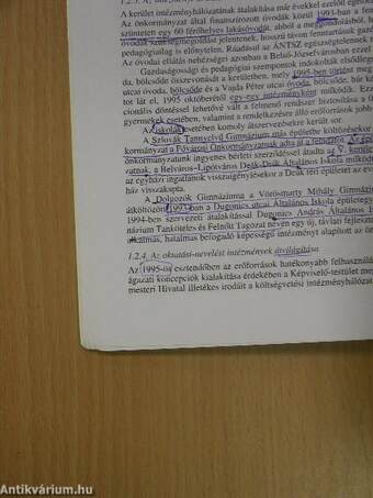 Józsefvárosi Önkormányzat Oktatási Bizottságának négy éve a tervek, tények tükrében (1994-1998)