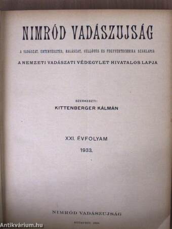 Nimród Vadászujság 1933. január-december