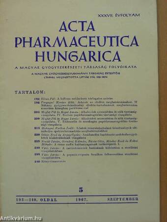 Acta Pharmaceutica Hungarica 1967-1972. (vegyes számok, 19 db)