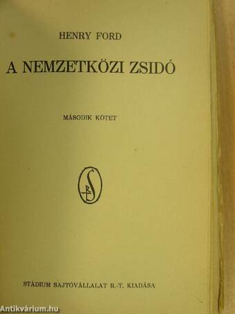 A nemzetközi zsidó I-II. (Tiltólistás kötet)