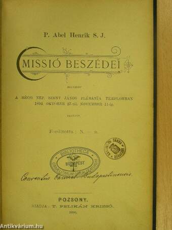 P. Abel Henrik S. J. missió beszédei