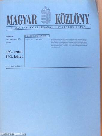 Magyar Közlöny 2004. december 17. II/2.