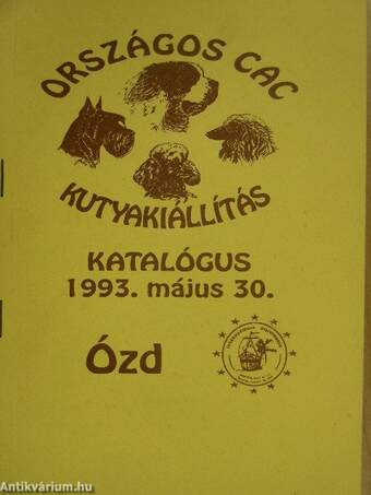 Országos CAC Kutyakiállítás katalógus 1993. május 30.