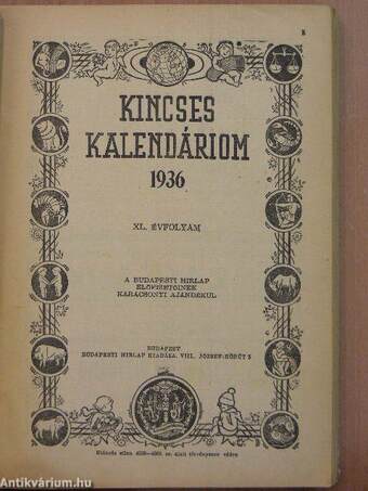 Kincses Kalendáriom 1936