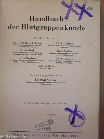 Handbuch der Blutgruppenkunde