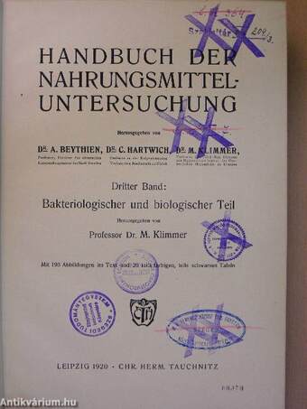 Handbuch der Nahrungsmitteluntersuchung III. (töredék)