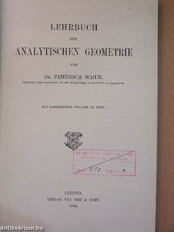 Lehrbuch der Analytischen Geometrie