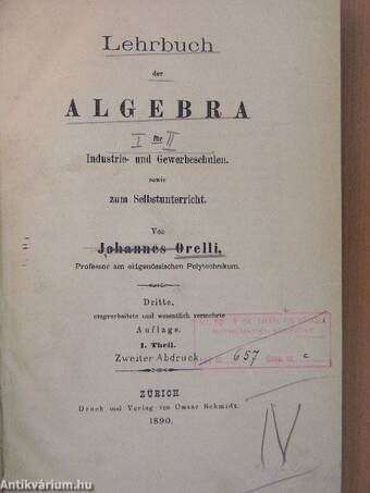 Lehrbuch der Algebra I-II.