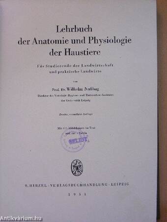 Lehrbuch der Anatomie und Physiologie der Haustiere