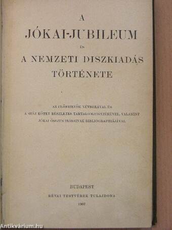 A Jókai-jubileum és a nemzeti diszkiadás története