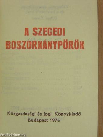 A szegedi boszorkánypörök (minikönyv)