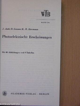 Photoelektrische Erscheinungen