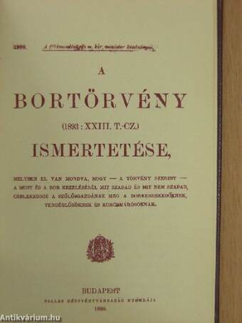 A bortörvény ismertetése (minikönyv)