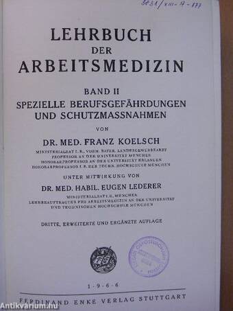 Lehrbuch der Arbeitsmedizin II.