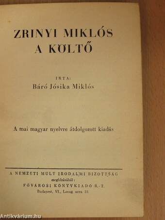 Zrinyi Miklós a költő