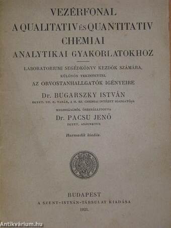 Vezérfonal a qualitativ és quantitativ chemiai analytikai gyakorlatokhoz