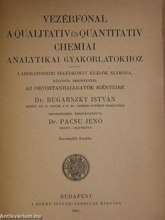 Vezérfonal a qualitativ és quantitativ chemiai analytikai gyakorlatokhoz