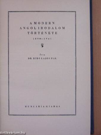 A modern angol irodalom története