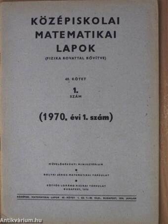 Középiskolai matematikai lapok 1970. (nem teljes évfolyam)