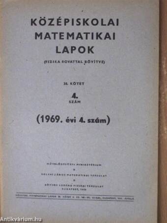 Középiskolai matematikai lapok 1969/4.