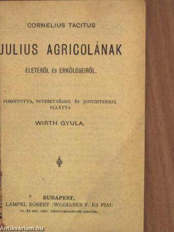 Julius Agricolának életéről és erkölcseiről