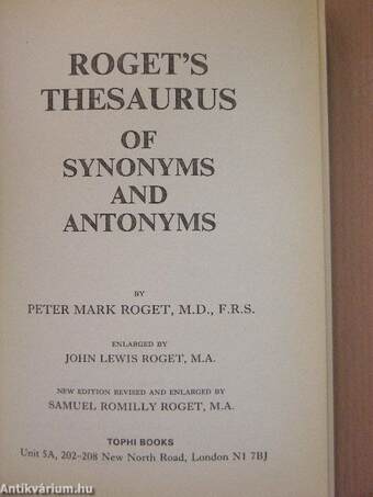 Roget's Thesaurus of Synonyms and Antonyms