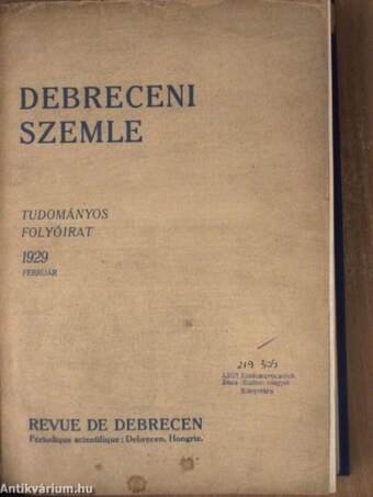 Debreceni Szemle 1929. (nem teljes évfolyam)
