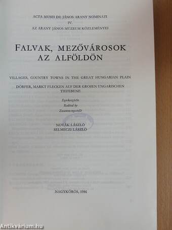 Falvak, mezővárosok az Alföldön