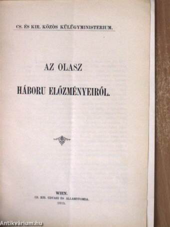 Az olasz háboru előzményeiről