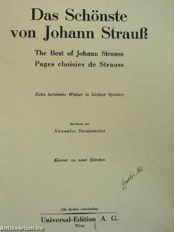 Das Schönste von Johann Strauß/The Best of Johann Strauss/Pages choisies de Strauss