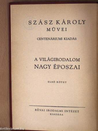 A világirodalom nagy époszai I.