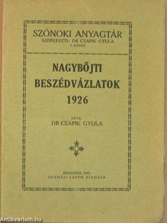 Nagybőjti beszédvázlatok 1926