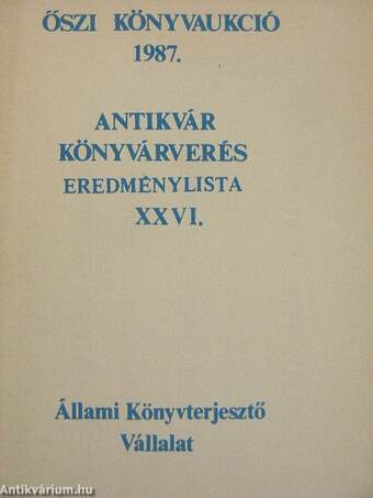 Antikvár Könyvárverés - Őszi könyvaukció 1987.